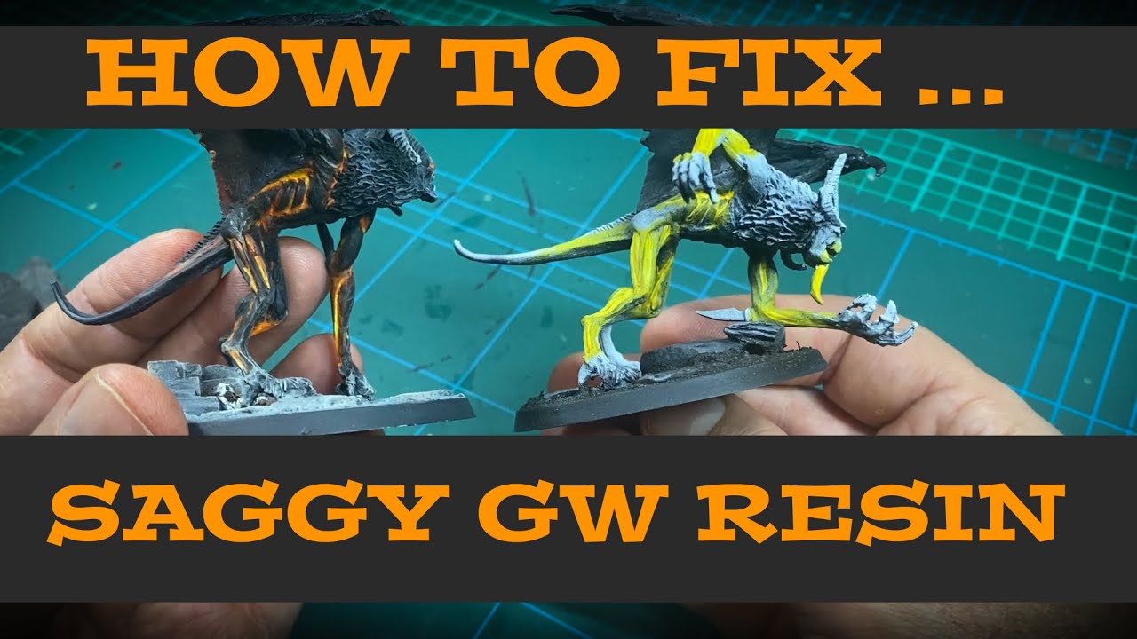 RESHAPING WARPED RESIN and adding cave scenery to a MESBG DWELLER IN THE DARK mini rescue project.