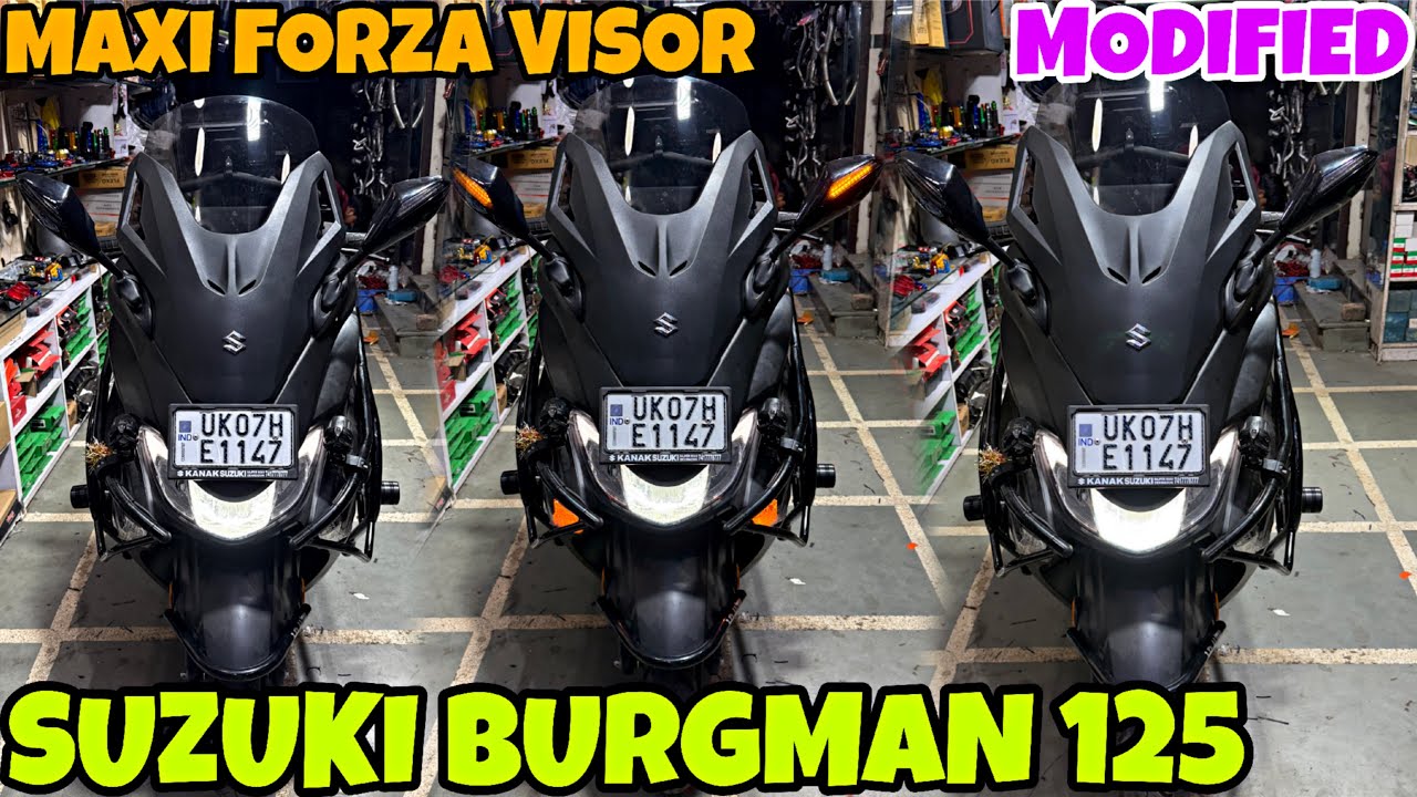 SUZUKI BURGMAN 125 me firse laga di MAXI FORZA VISOR KIT | Unique Modification | Fog Lights