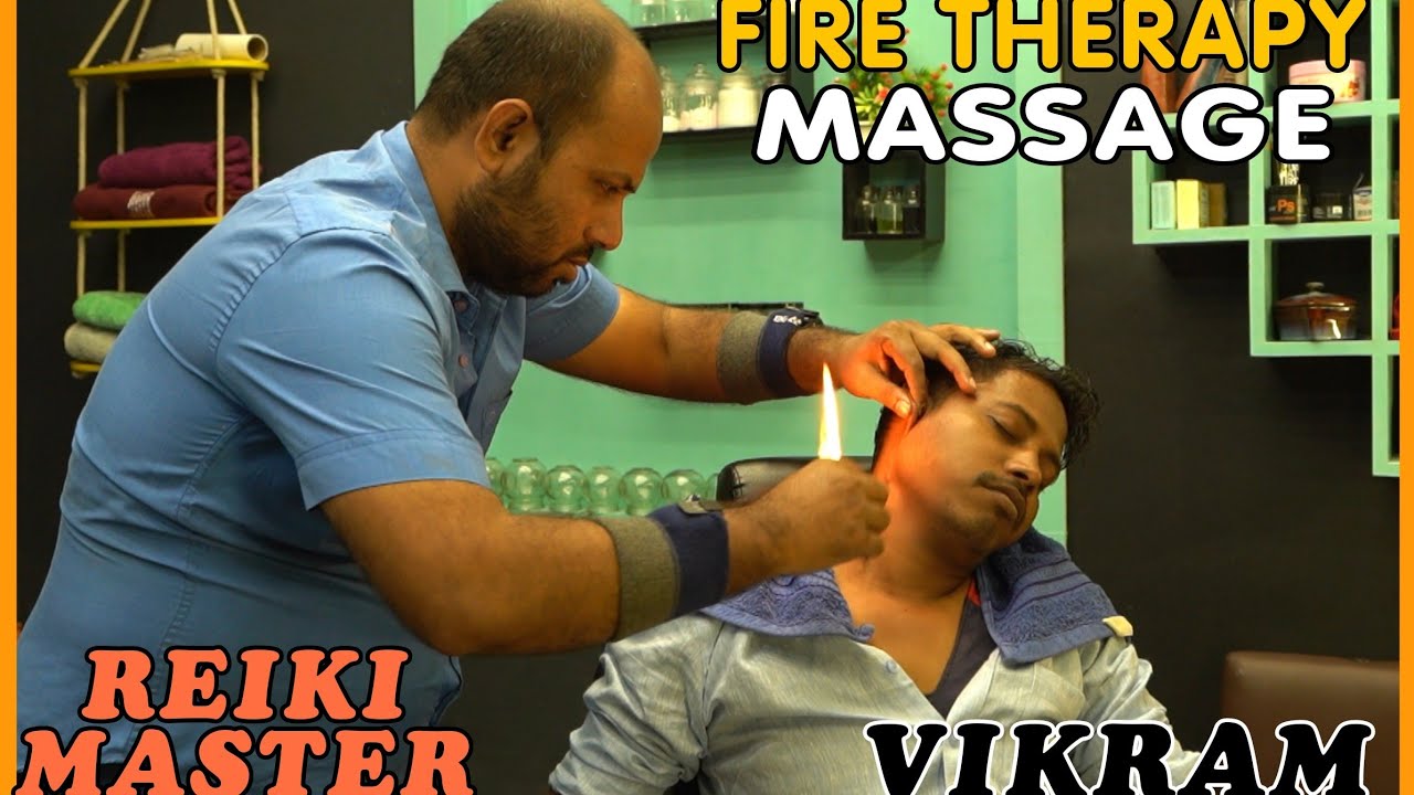 Fire Therapy Head Massage W. Neck and Knuckles Cracking💈#asmr