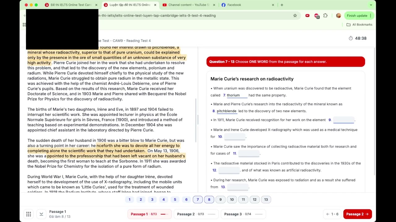 cam 9 test 4 reading