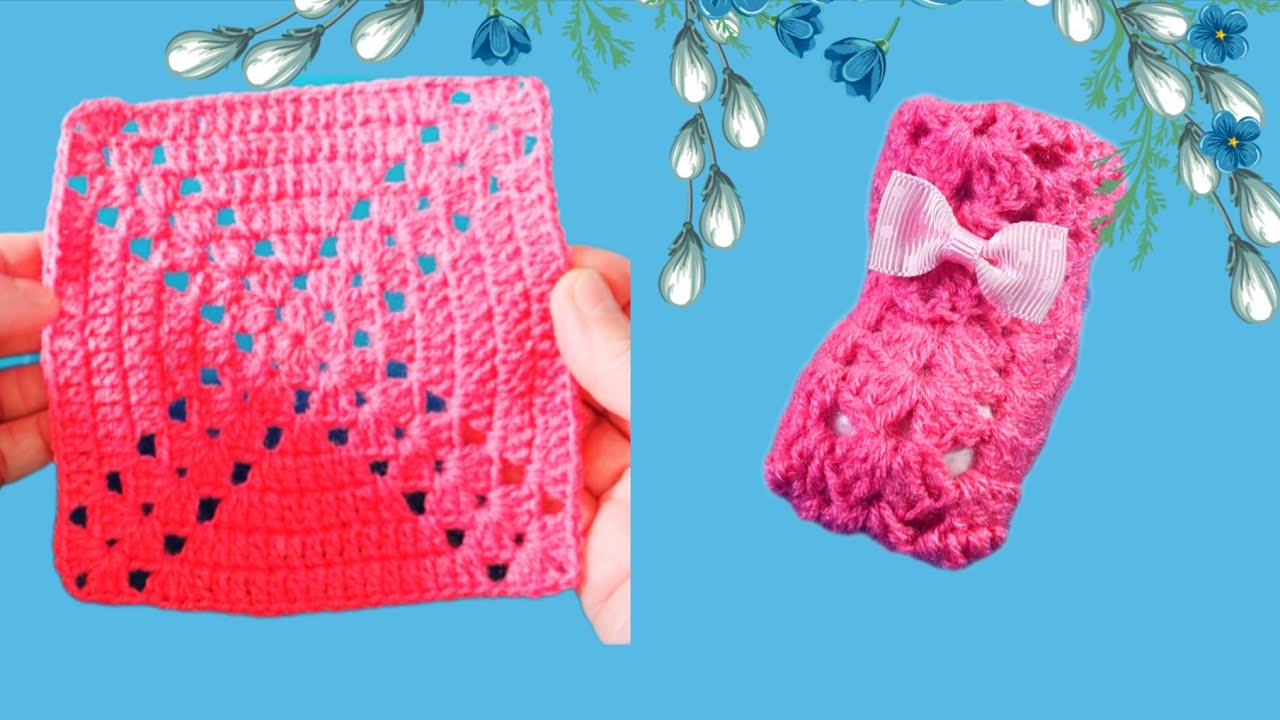 حذاء أطفال كروشيه من مربع جراني مميز/ شرح بسيط خطوة بخطوة للمبتدئين/ Crochet Baby shoes