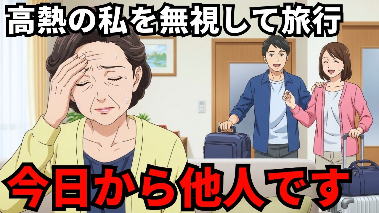 【スカッと】高熱の私を放置して旅行へ行く息子夫婦→帰宅後、家が空っぽ「母さんどこ？」私「もう他人よ」