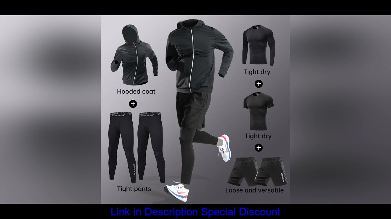 Running sportswear set men's autumn and winter fitness wear fast dry clothes professional training m