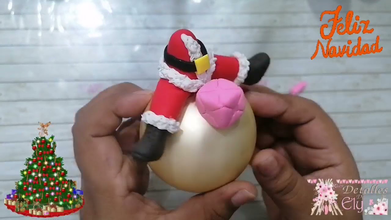 Esfera Santa/pasta flexible_porcelana fria_papá noel_navidad_esferas_