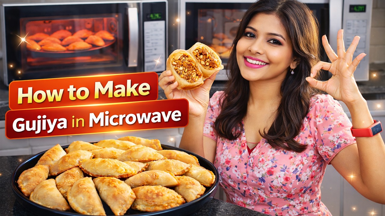 Baked Gujiya Recipe | Baked Karanji Recipe | Gujiya in Microwave Oven | How to Make Gujiya in Oven