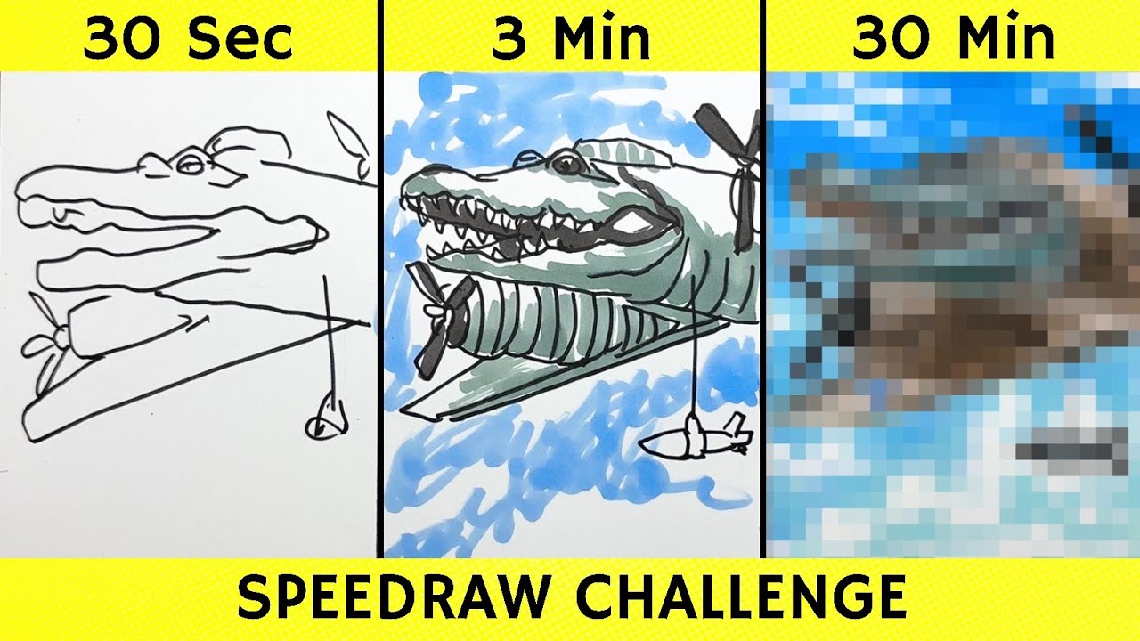 Drawing BOMBARDINO CROCODILO in 30 sec, 3 min, and 30 min | Italian Brainrot | Fendraw