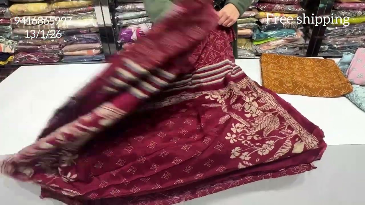 Crape or Maheswari with Sibori duptta Lohri special 