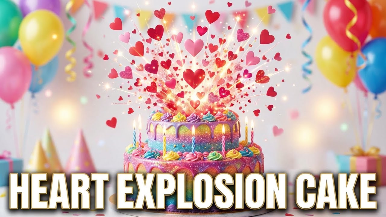 Happy Birthday Beautiful Moment Heart Explosion Cake