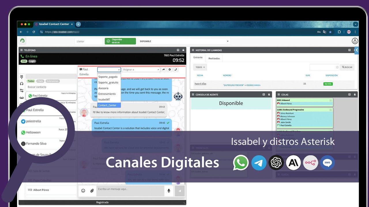 Whatsapp y Telegram en Issabel y otras distros de Asterisk