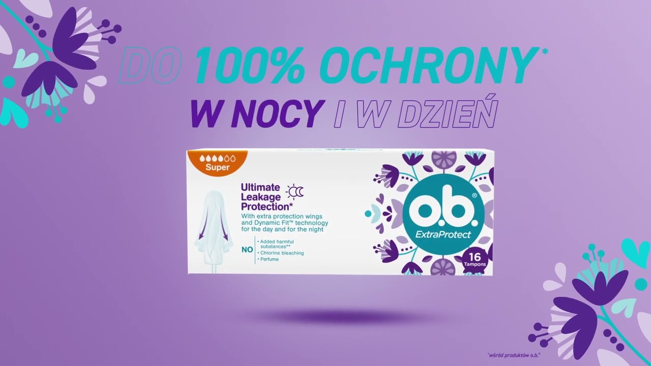 Odkryj o.b.® ExtraProtect, które zapewniają do 100% ochrony w nocy i w dzień!