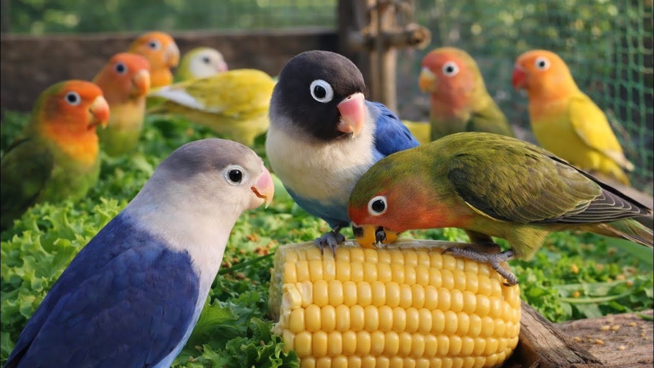 Lovebird Colorful 💚❤️#lovebirds #sunconure #parrotlover #birds #cutelovebird