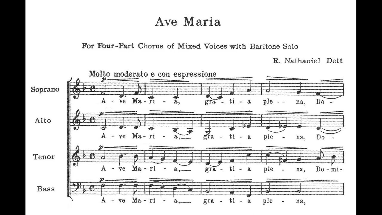 Dett, Robert Nathaniel (1882 -1943) Ave Maria, for 4 part chorus of mixed voices with baritone solo.