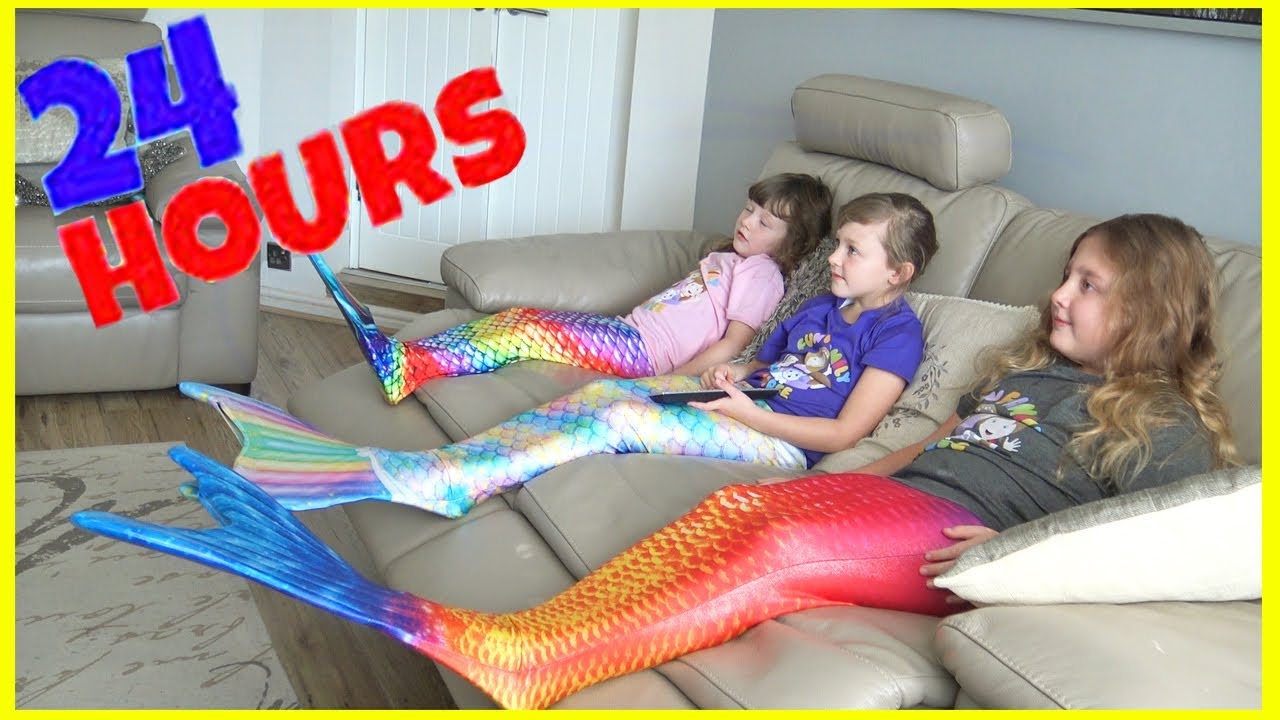 We spent 24 HOURS IN MERMAID TAILS!