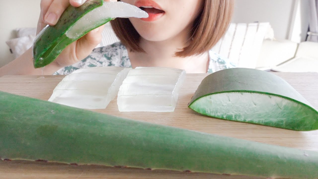 【咀嚼音】アロエベラを食べる（切る音あり）【ASMR/EATINGSOUNDS】