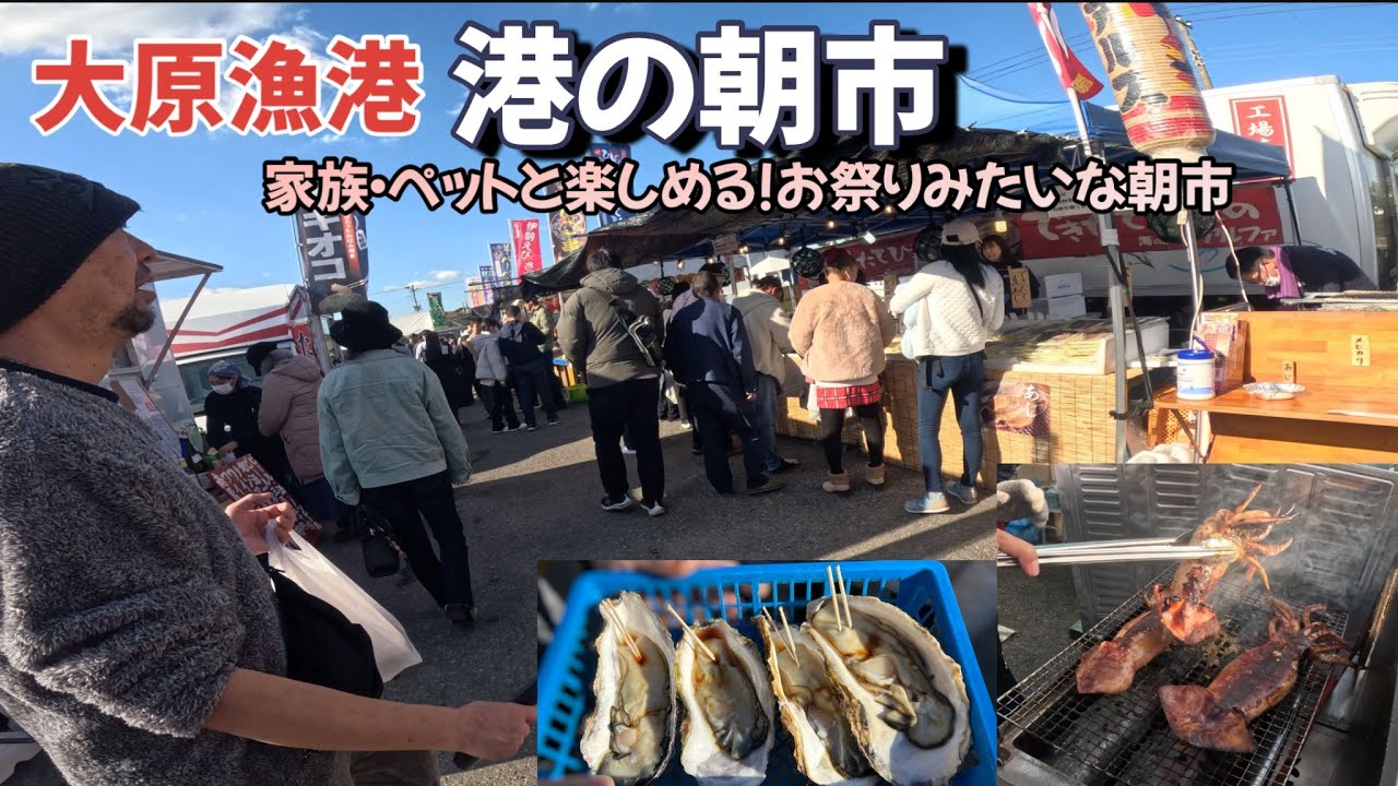 大原漁港【港の朝市】ペット可・食べ歩きが楽しい♪お祭りみたいな朝市＃千葉＃朝市＃大原漁港