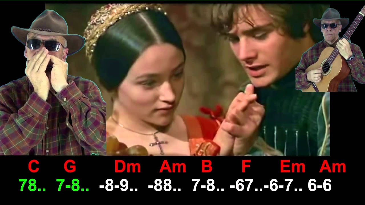 nº 215 Romeo and Juliet  tablatura armonica ( G ) diatonica+chords guitar Mundharmonika