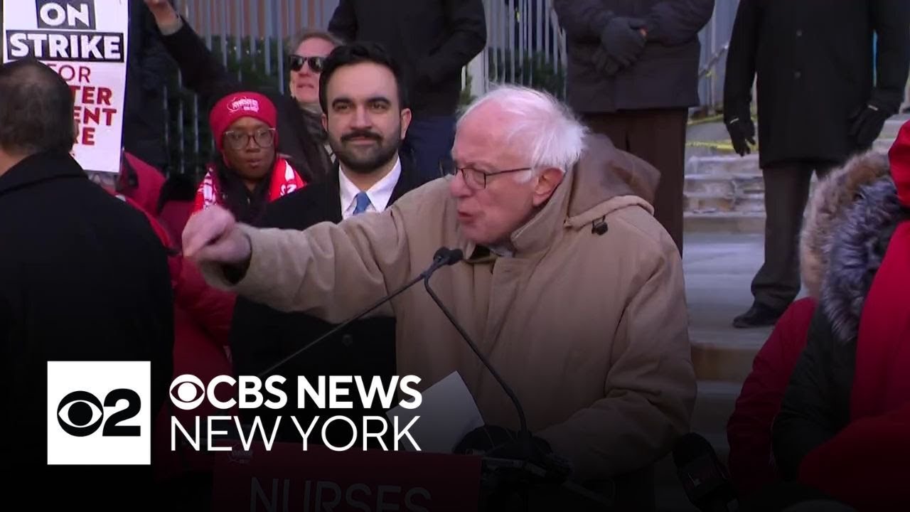 Sen. Bernie Sanders, Mayor Zohran Mamdani picket with striking nurses in NYC