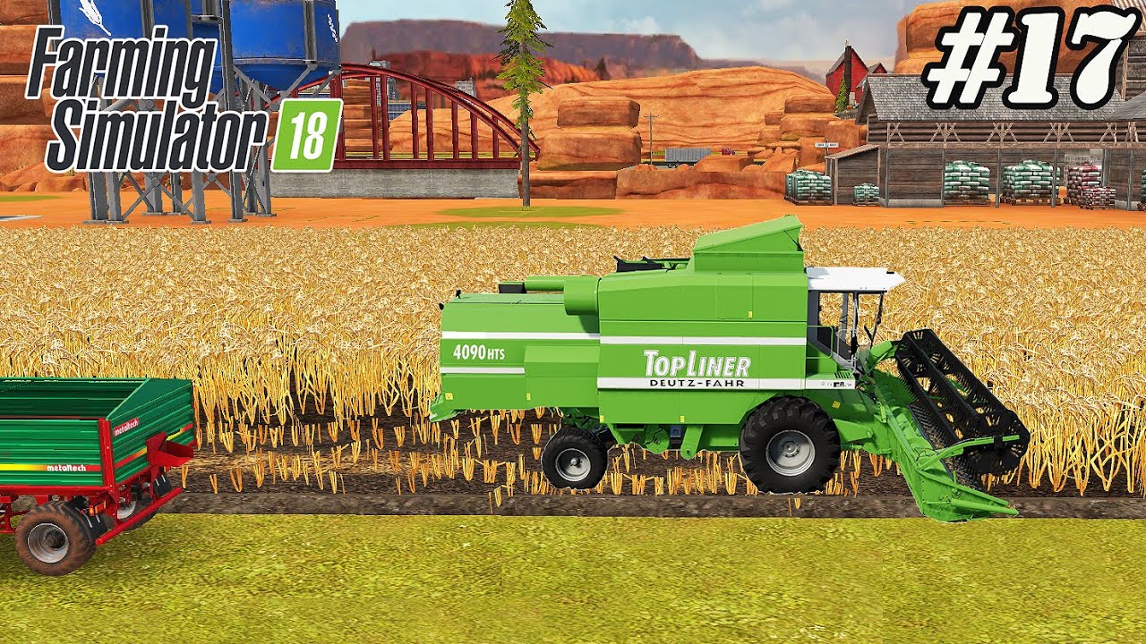 FS 18 COW FARM. Timelapse # 17. Wheat harvest. Straw collection. Wheat sowing.