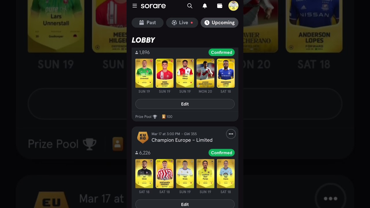 My Sorare Lineups For GW 355 #sorare #sorarelineups
