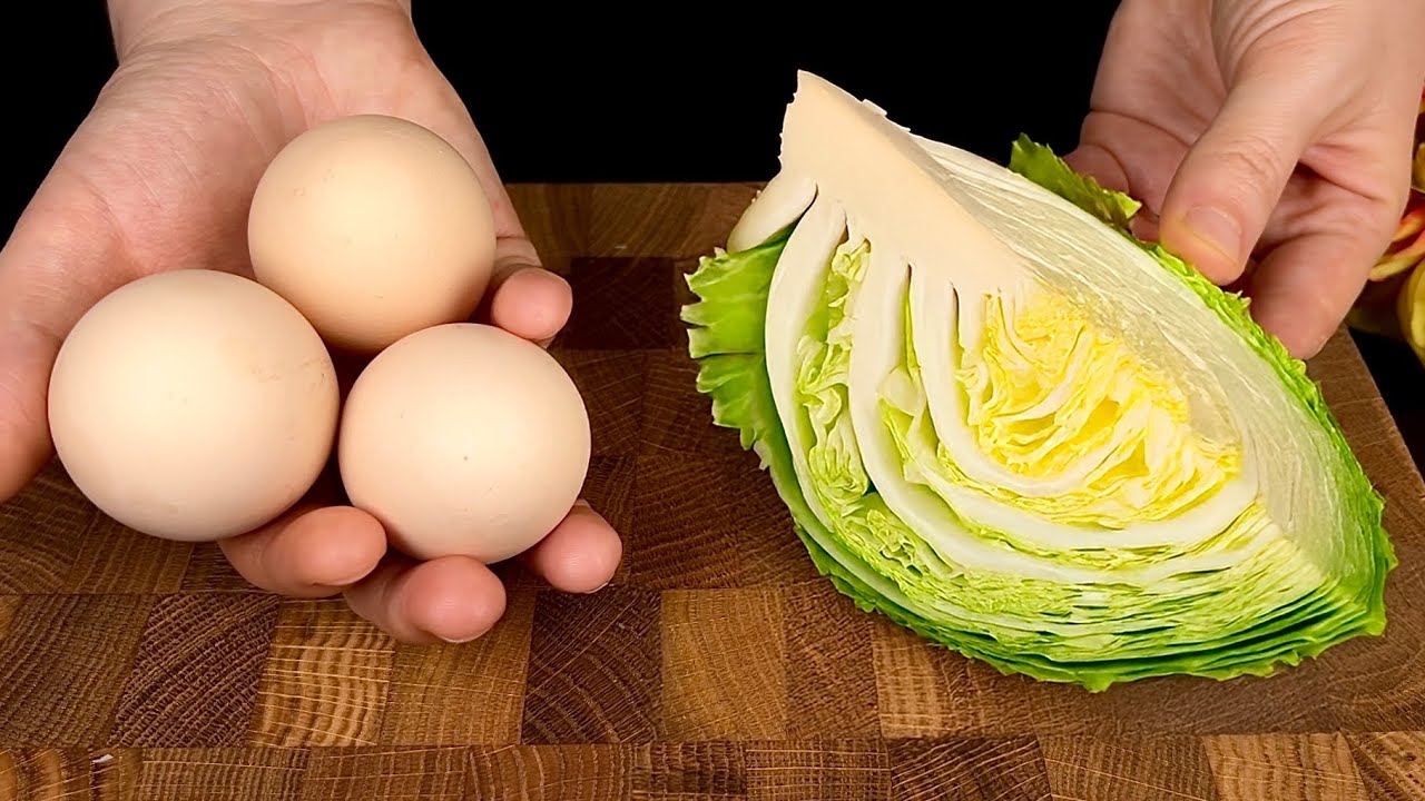 Kohl mit Eiern schmeckt besser als Fleisch! Einfaches, schnelles und sehr leckeres Abendessenrezept!