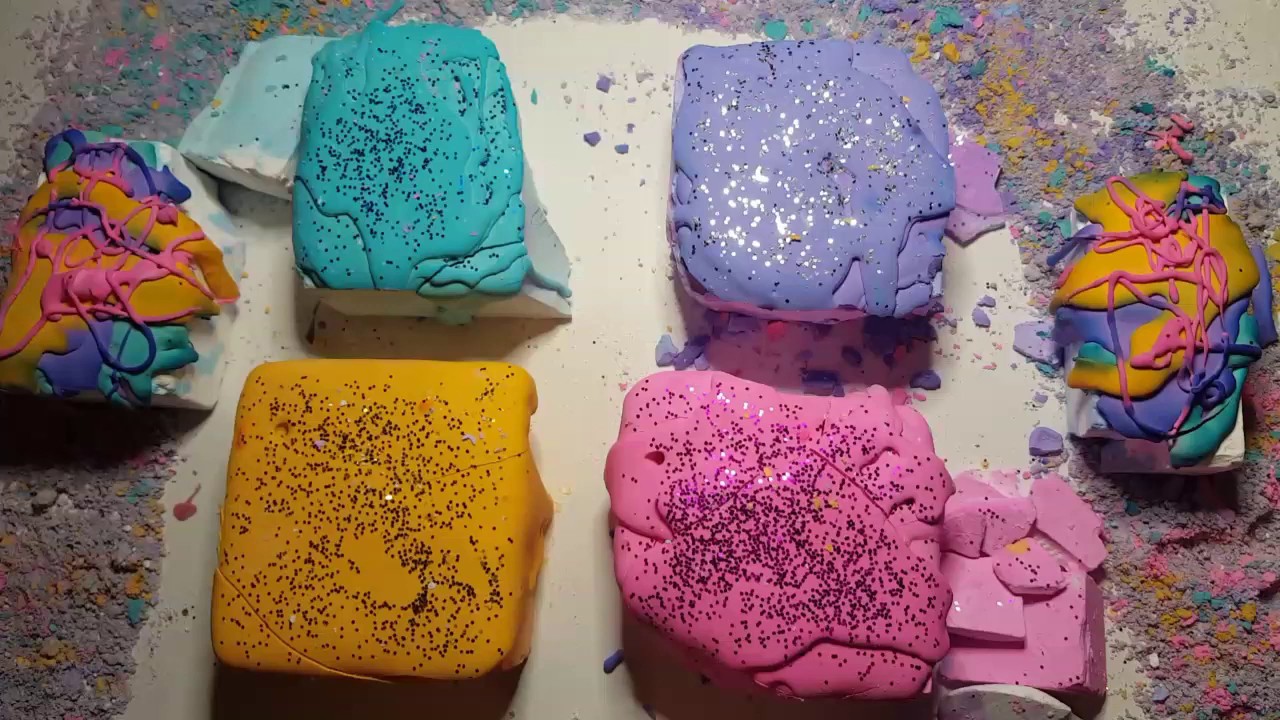 Dyed Ader w/ Cornstarch Paste and Glitter | Gym Chalk Crumble | ASMR