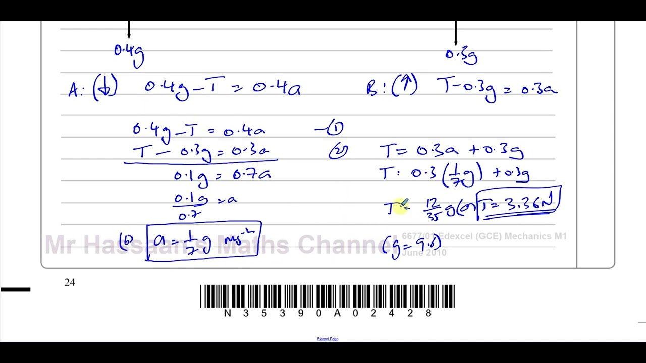 Edexcel, (6677/01), M1, GCE, June 2010, Q8, Dynamics, Connected Particles