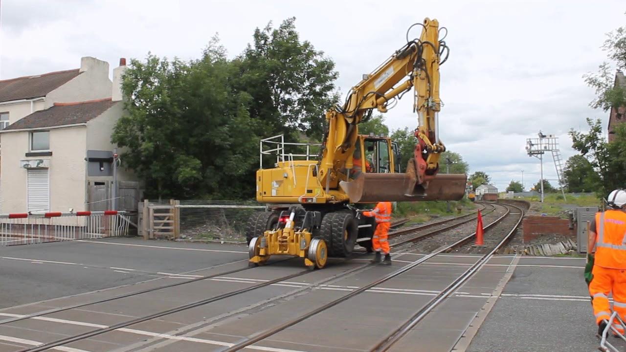 Bedlington Level Crossing, Northumberland. Road Rail Vehicle RRV changes track