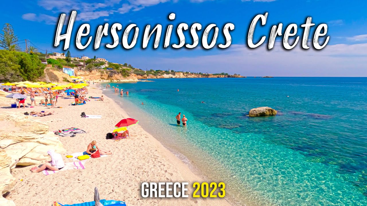Hersonissos Crete, beaches that you can walk to, walking tour 4k, Drone shots, Kreta, Greece 2023