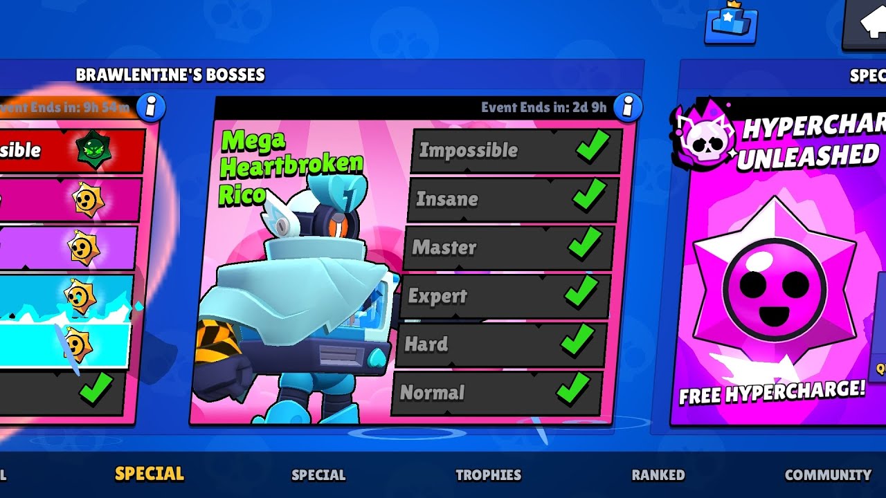 BRAWLENTINE'S BOSS - MEGA HEARTHBROKEN RICO COMPLETED GAMEPLAY || BRAWL STARS 