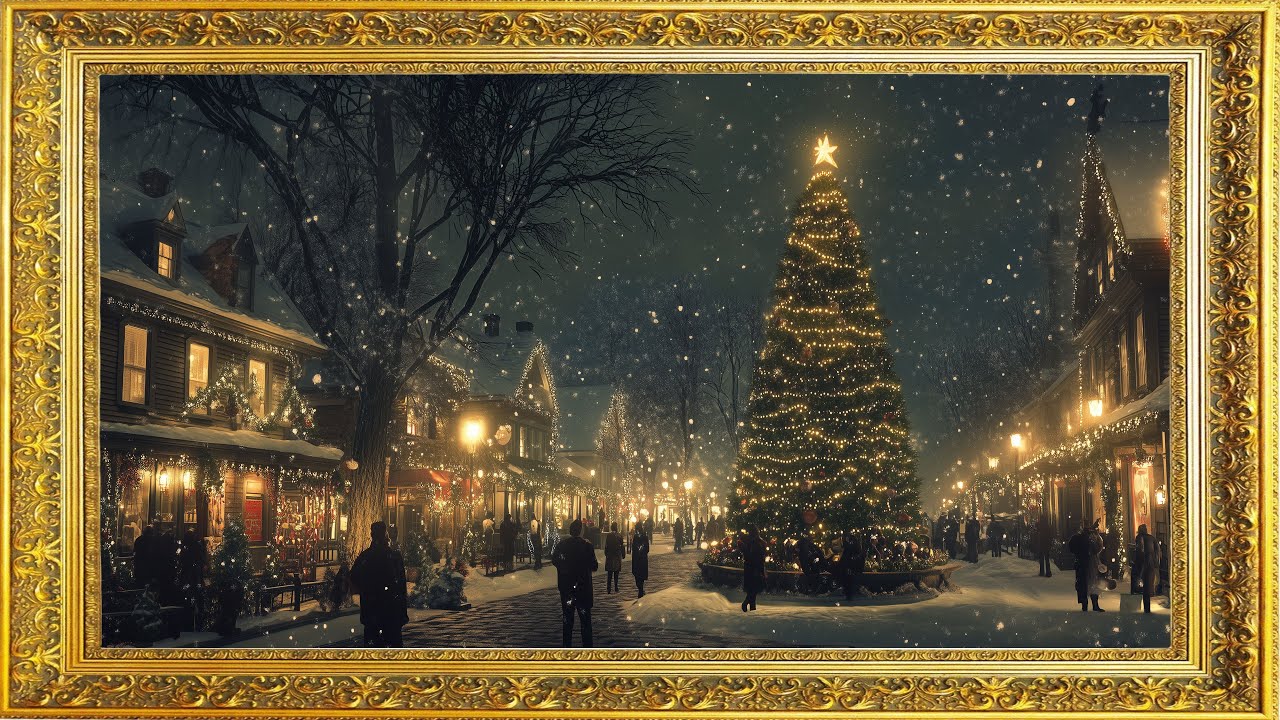 Enchanting Winter Village | Illuminated Christmas Tree | 2 Hours TV Screensaver 🎄✨