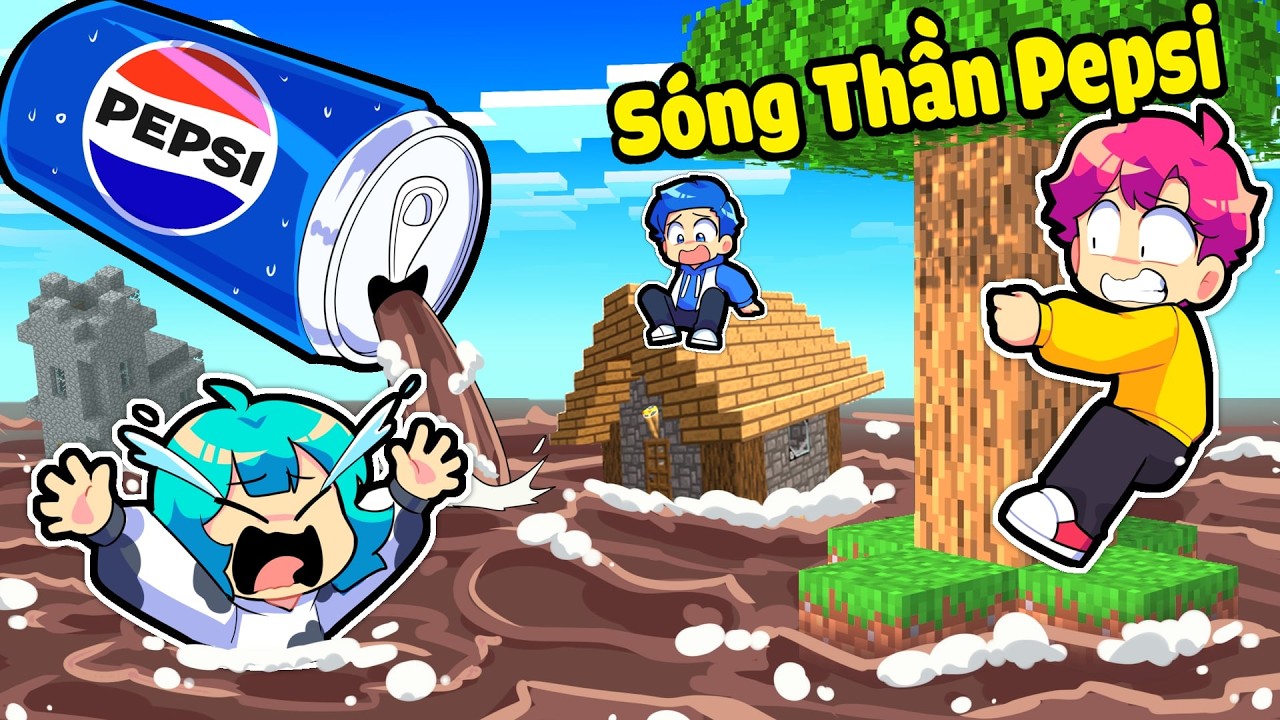 Hiha Thử Thách 24 Giờ An Toàn Khỏi SÓNG THẦN NƯỚC NGỌT PEPSI Trong Minecraft 🤣😱