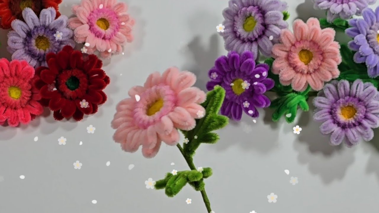 🌸 Come fare fiori di Gerbera con scovolini 🌸 #pipecleanercrafts #flowers #gerbera #gerberaflower