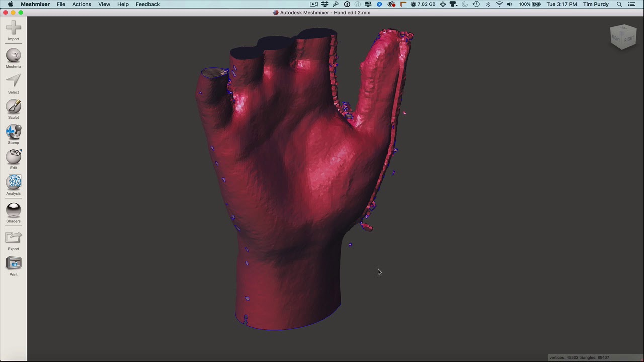 Meshmixer Hand Cleanup