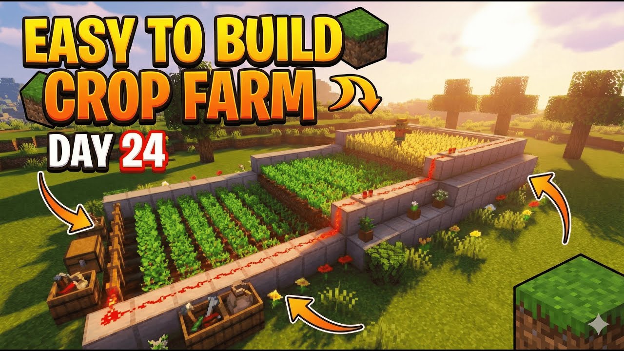 How to Build Auto Crop Farm | Day 24 | @SoDaBoS | #minecraft #gameplay #minecrafttutorial
