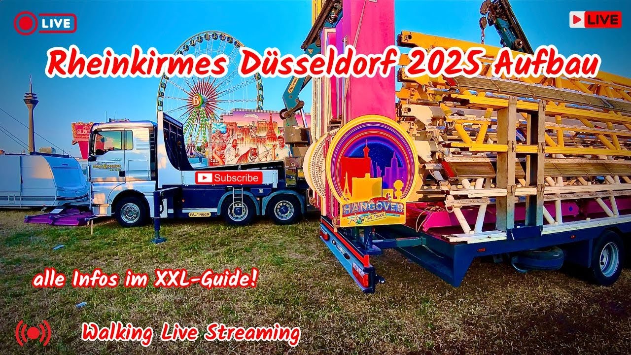 Rheinkirmes Düsseldorf 2025 Aufbau-Construction Preview🧀Summer Walking Live Streaming (04.07.2025)