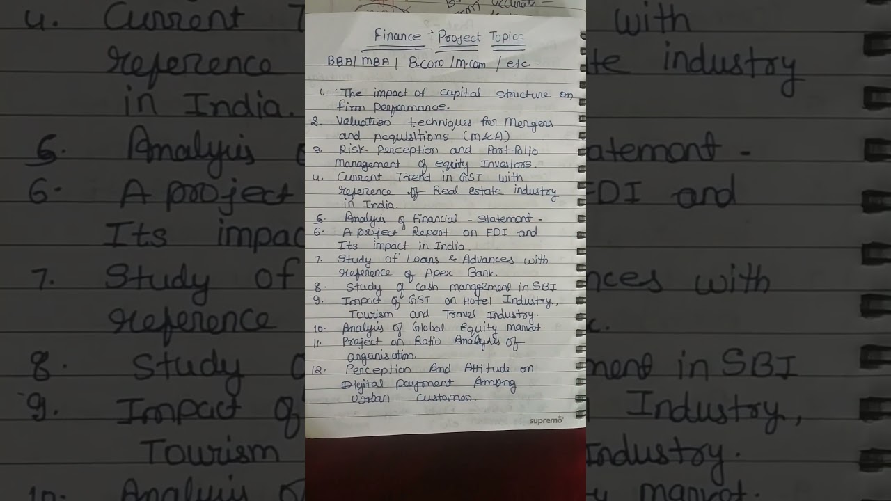 Finance Project Topics for MBA/ BBA/ PGDM #ytshort #shorts #viralvideo #drbarkhagupta