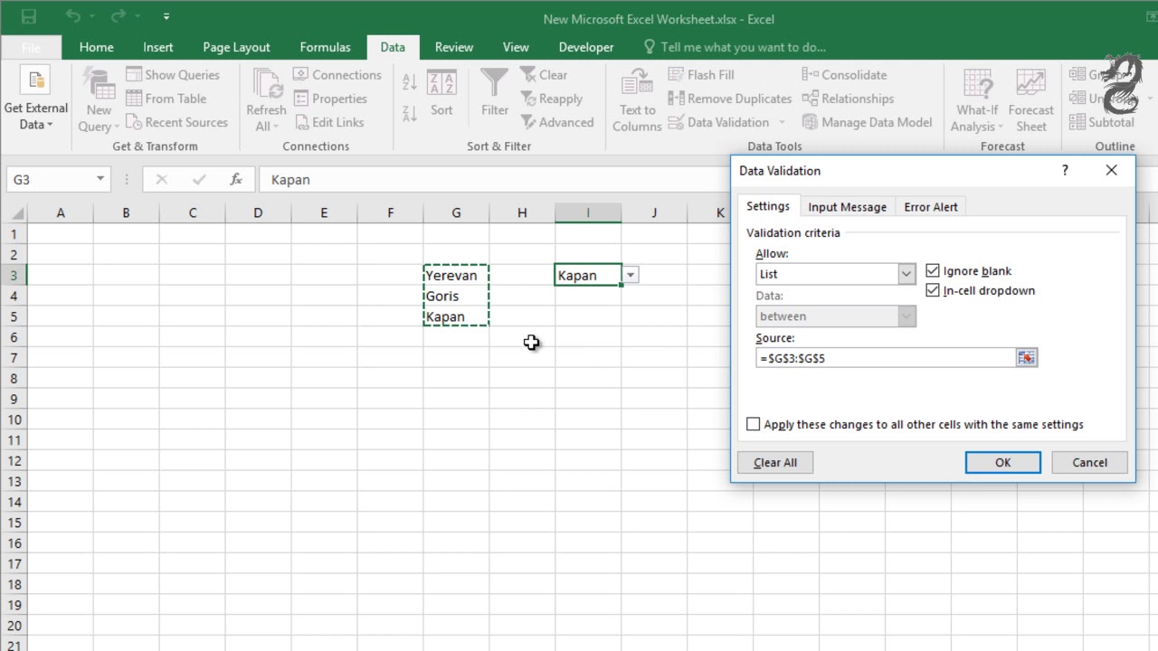 How to edit drop down list in Excel