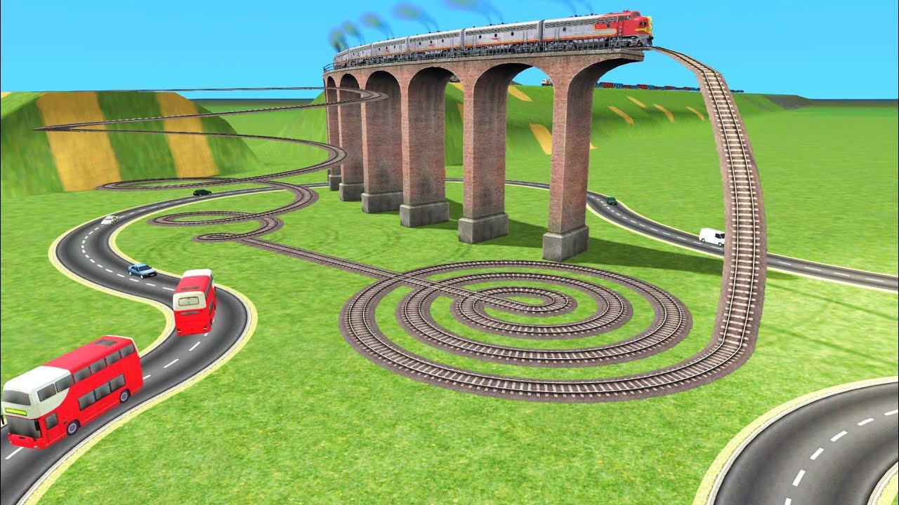 MOST DENGEROUS TRACKS 😱 THREE TRAINS PASSING BY BUMPY RAILROAD TRACKS ZIG ZAG 💖 Train Railroad 
