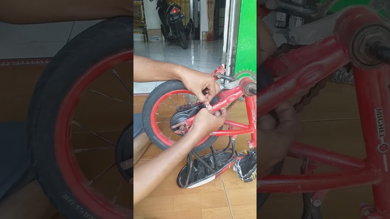 cara memasang rem belakang sepeda anak