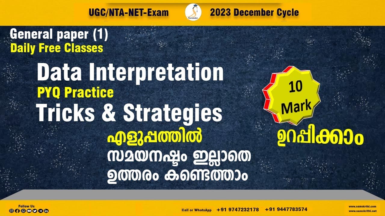 Data Interpretation Class in Malayalam | UGC-NET -Exam 12/23 | PYQ -Tricks & Strategies | Sure Short