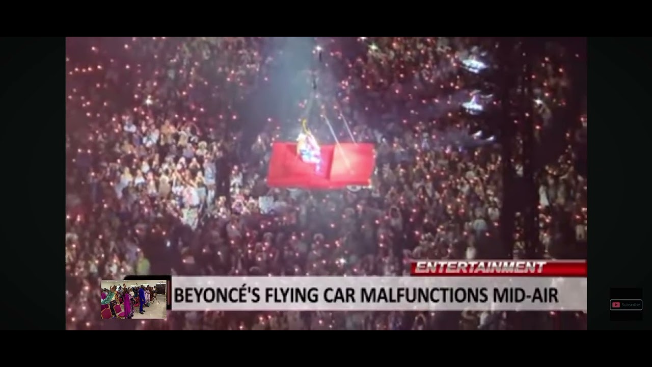 Beyonce flying car stop mid air