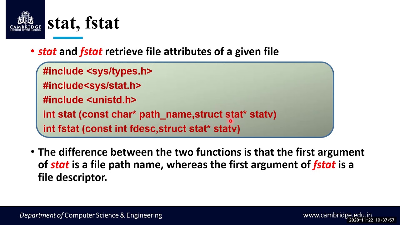 UNIX File Attributes, stat(), fstat() and lstat() functions