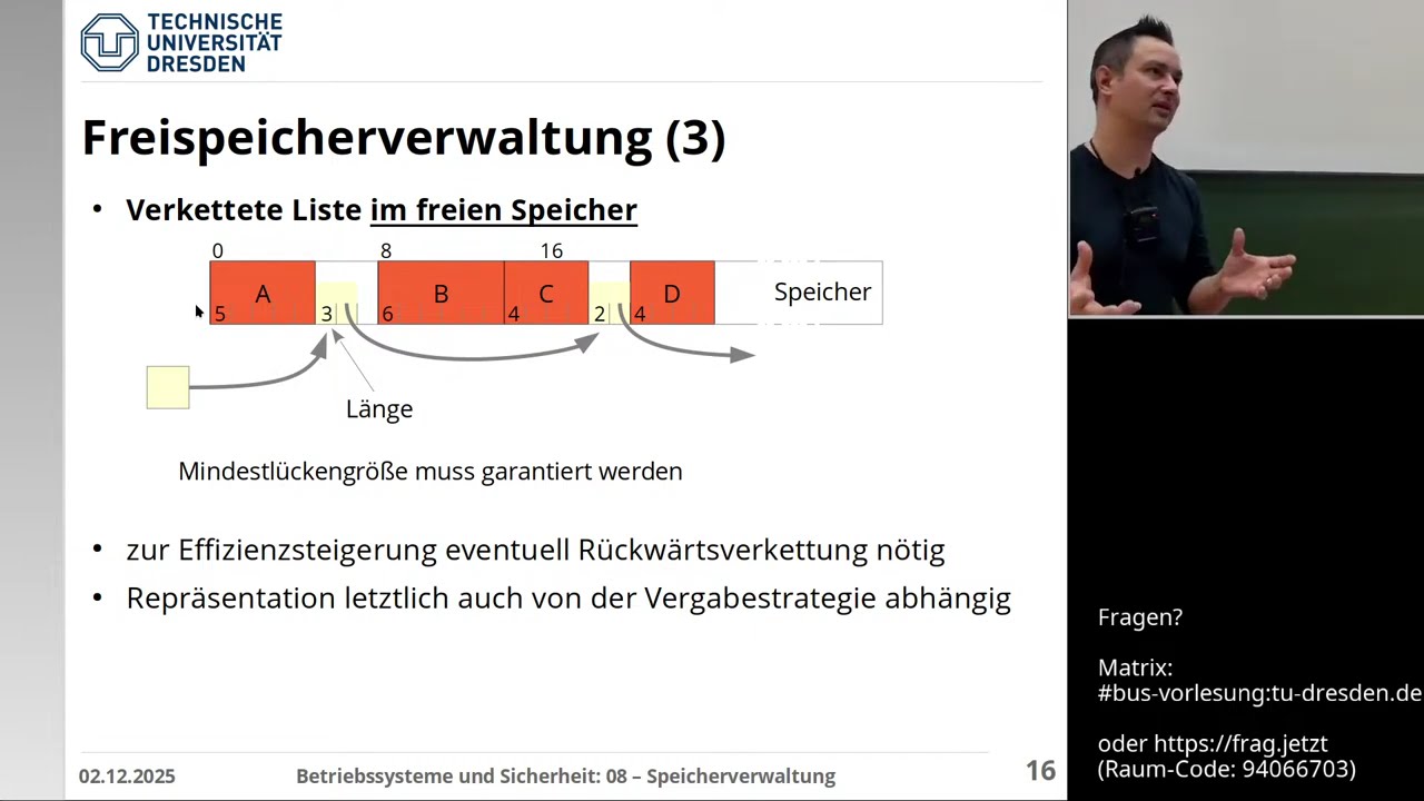 Vorlesung Betriebssysteme – 08.2 Speicherverwaltung