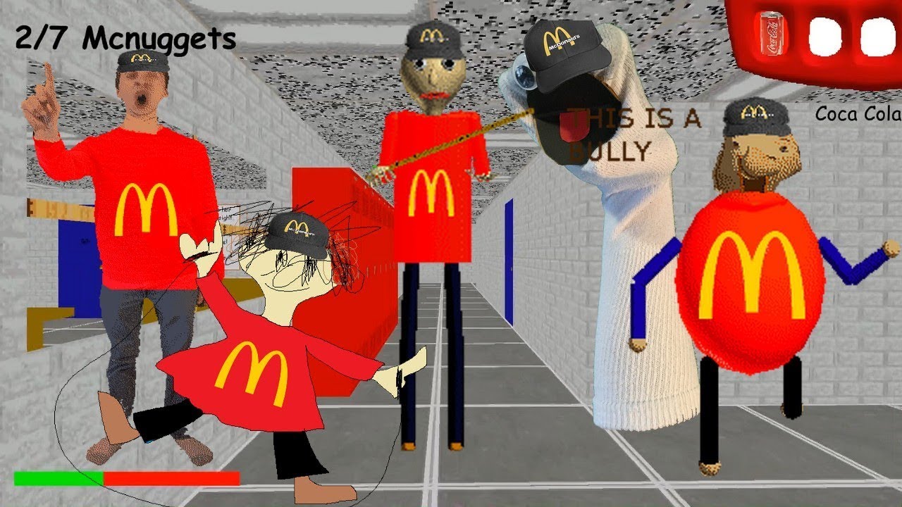 Baldi works at Mcdonalds (Better quality)  - Baldi's Basics V1.3.2 Mod