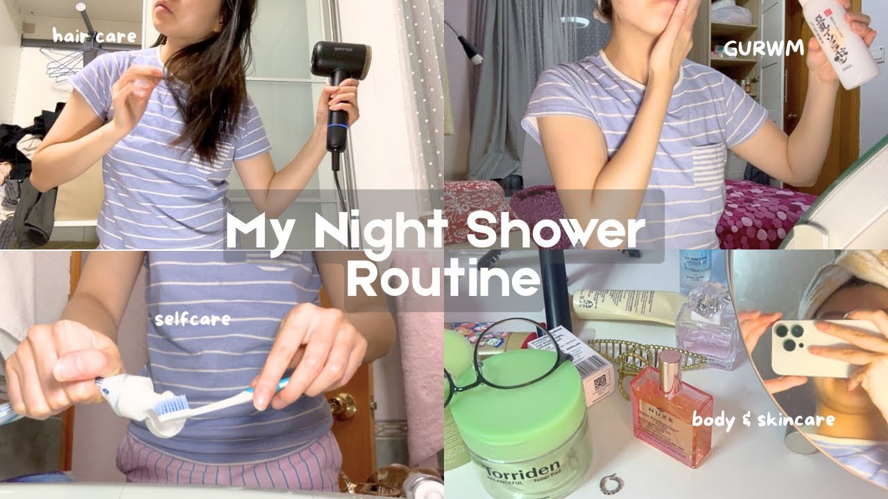 My super REALISTIC night time shower routine 🌸| selfcare, skin, hair, body care 🫧