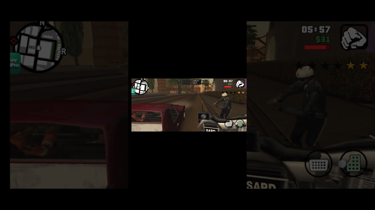 CJ vs 2 Star Police Chase | GTA Android 💨 #gta #gaming #gtasanandreas #cj #gtashorts
