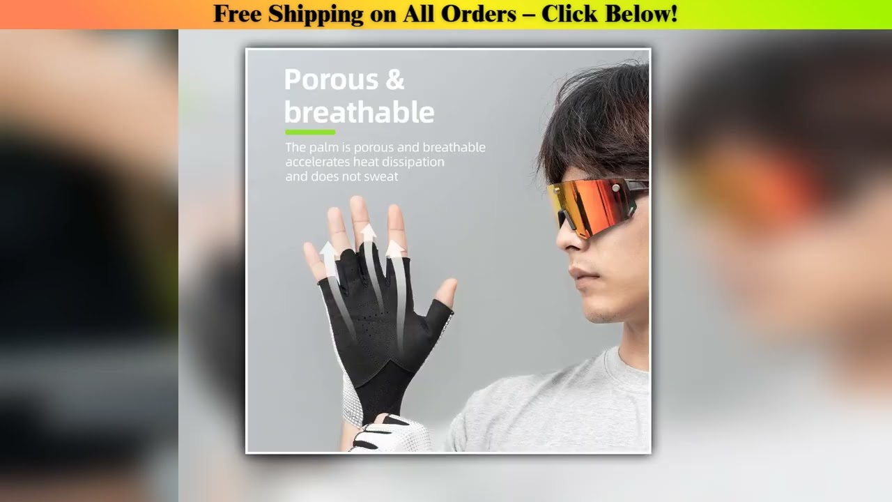 ROCKBROS Half Finger Gloves Summer Bicycle Gloves Anti-Slip Shock-Absorbing Cycling Fingerless