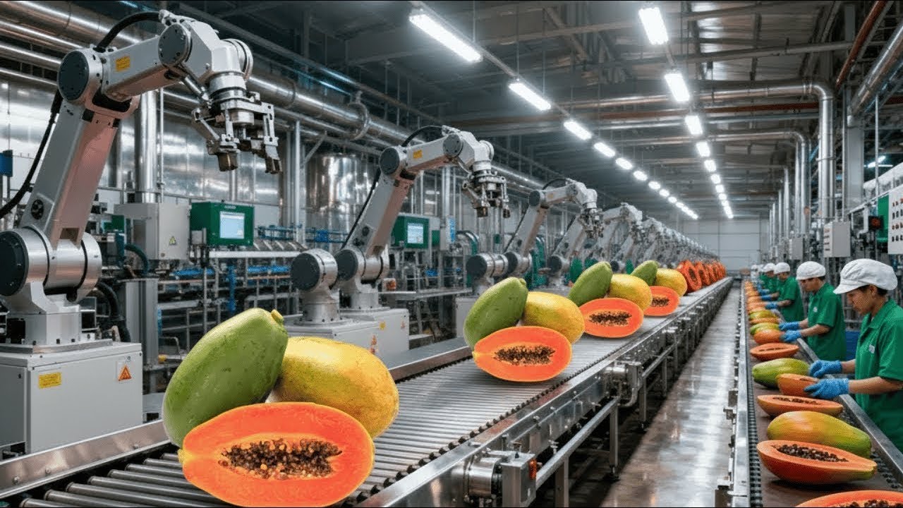 Comment la papaye est transformée en purée industrielle | Processus complet en usine