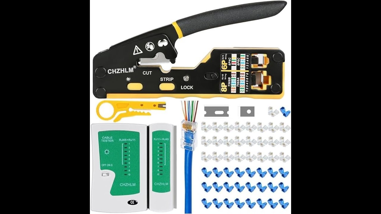 Kit de herramientas de crimpado RJ45, crimpadora de paso RJ45