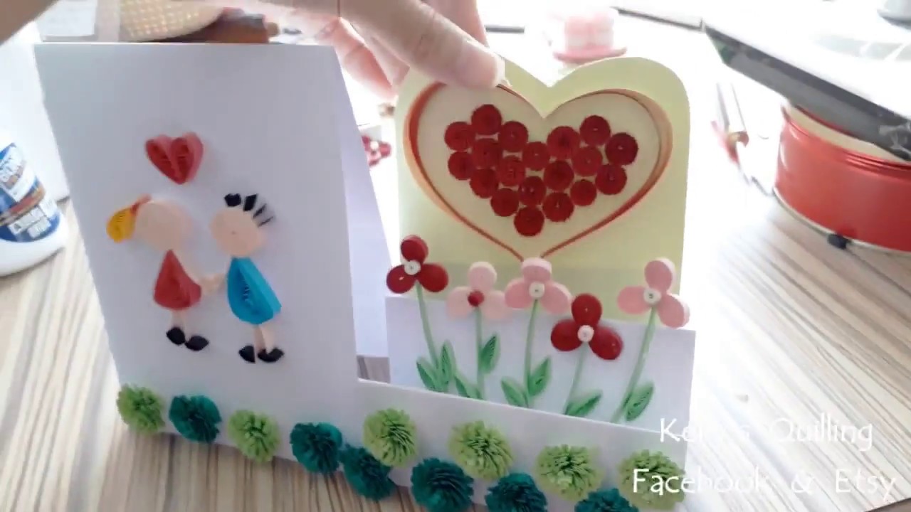 Quilling Valentine's Card // Quilling standing card // quilling card design
